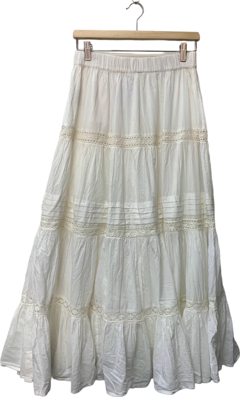 Primark White Tiered Maxi Skirt UK 12