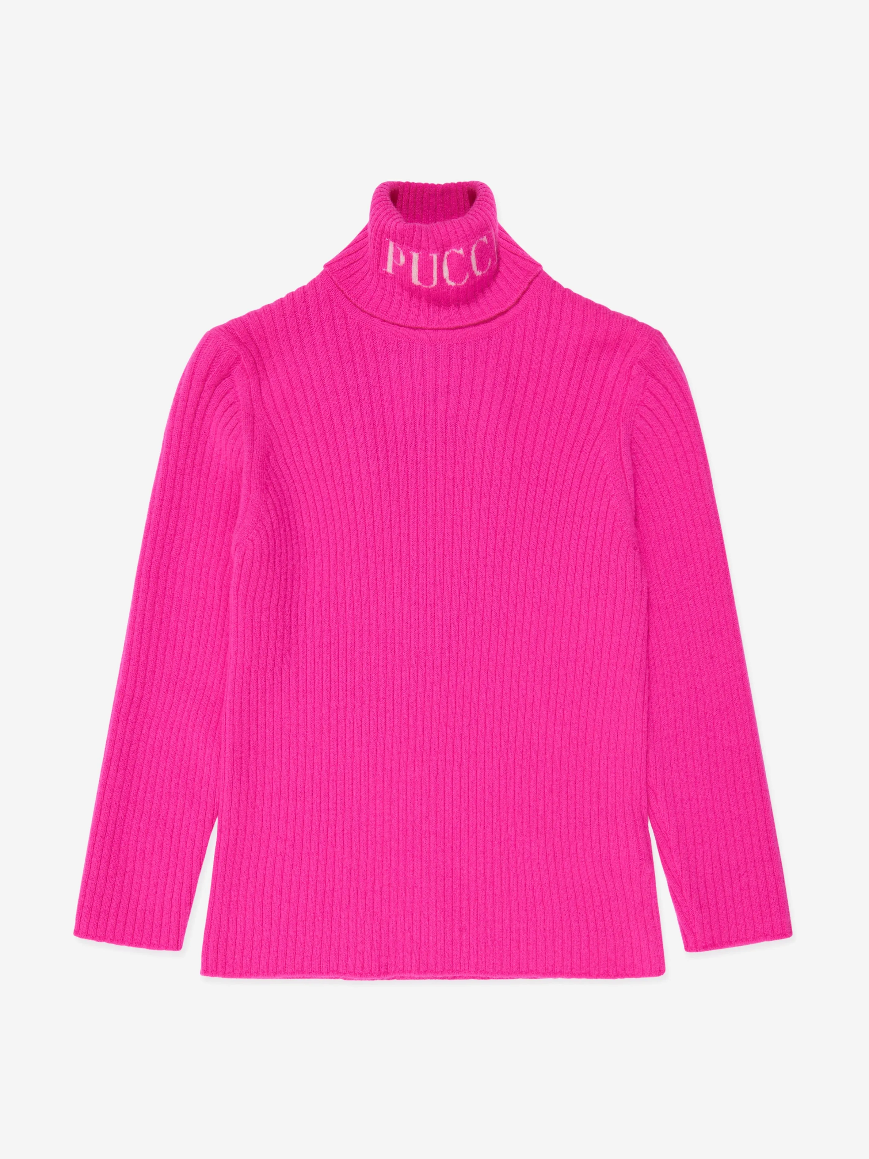Pucci Girls Roll Neck Knitted Jumper in Pink
