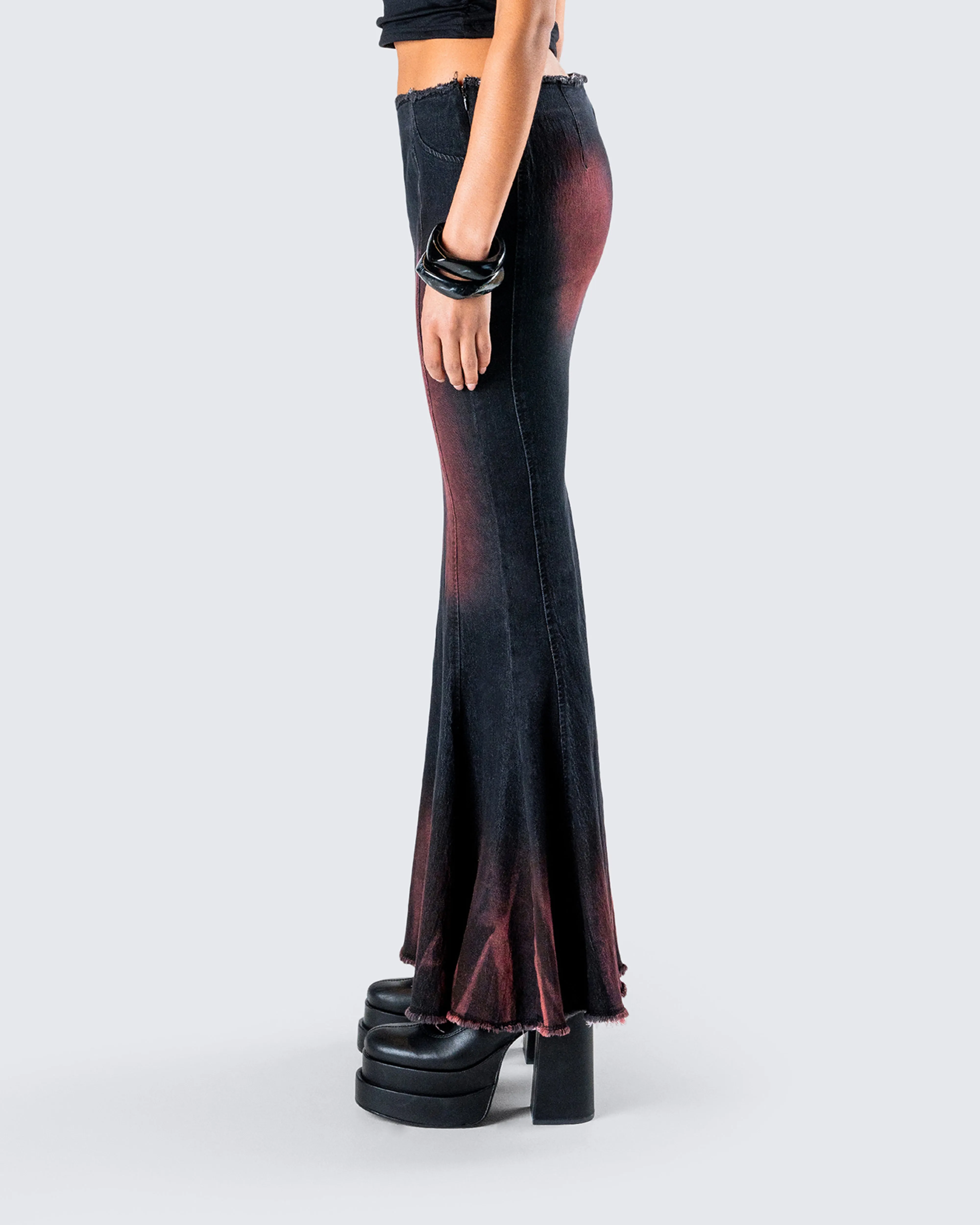Raine Black Washed Maxi Skirt