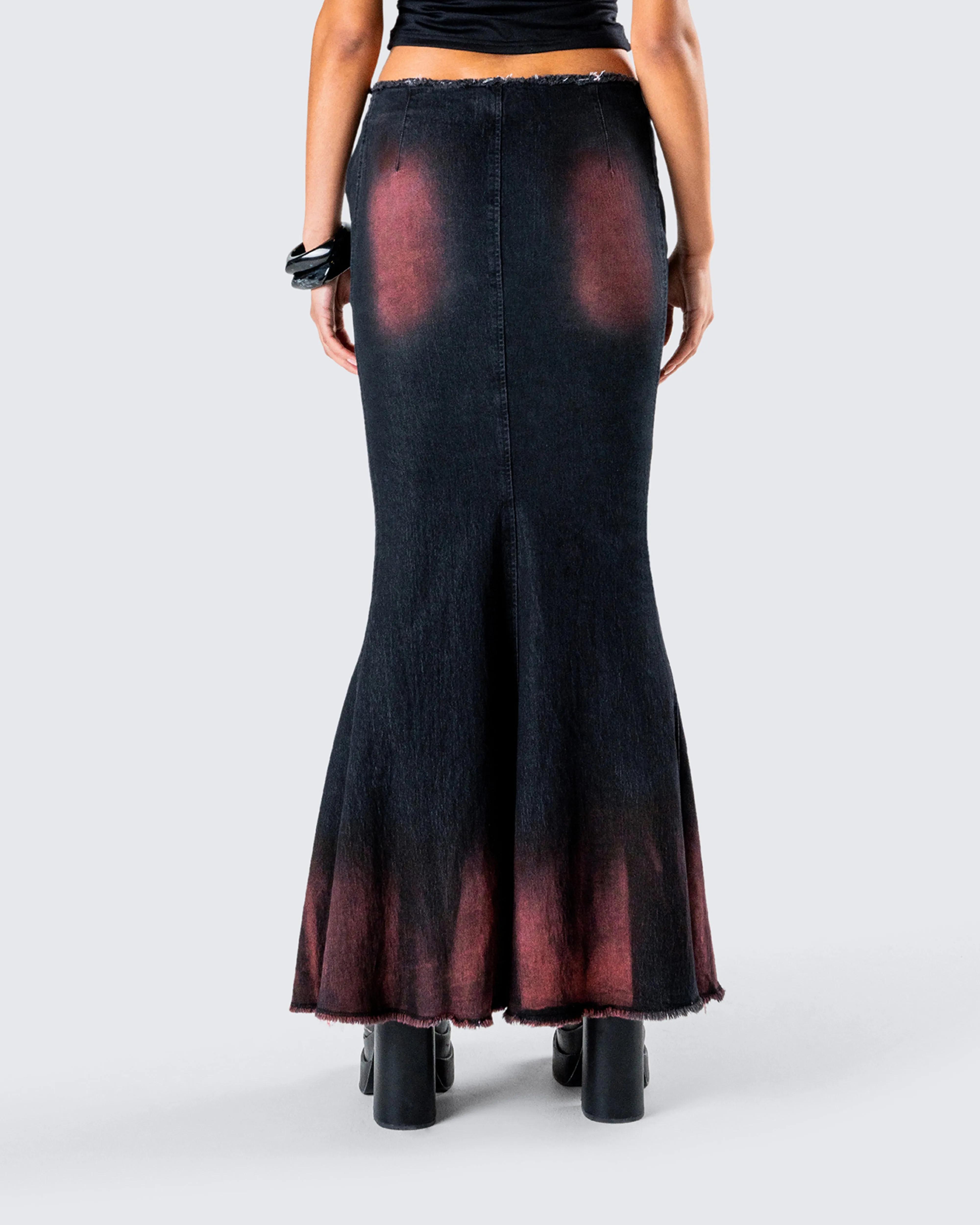 Raine Black Washed Maxi Skirt