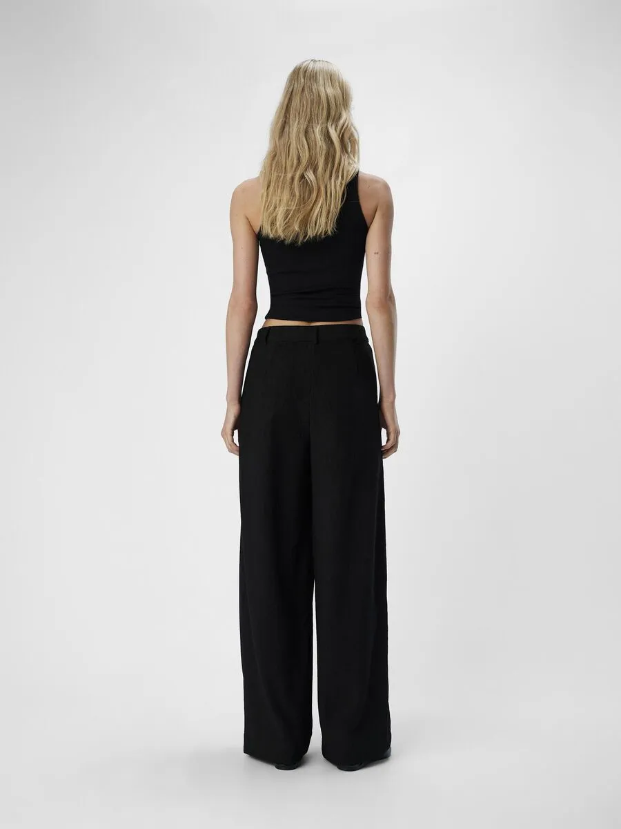 Rilla Mid-Rise Loose Trousers (Black)
