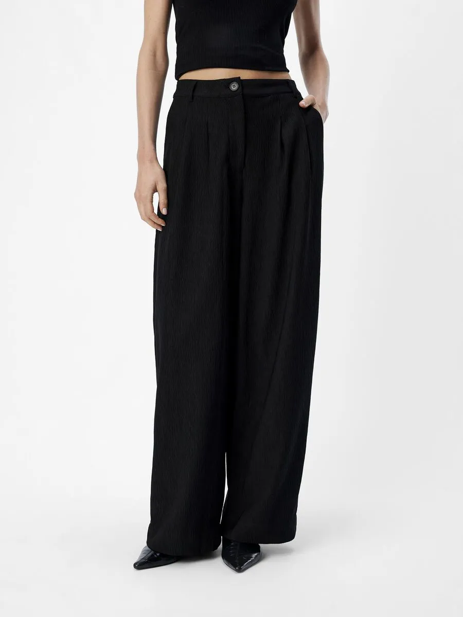Rilla Mid-Rise Loose Trousers (Black)