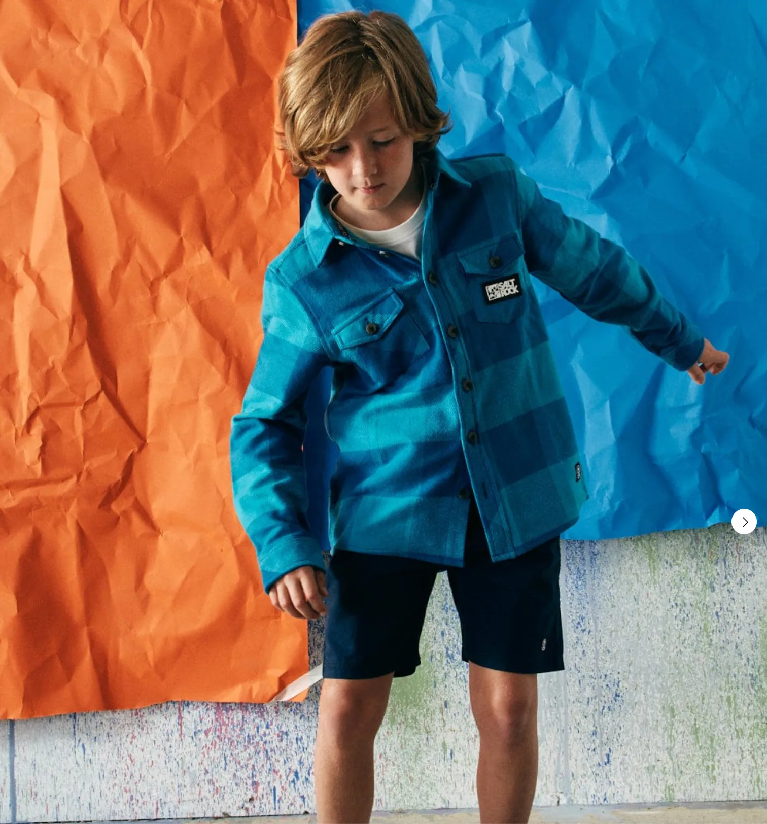 Saltrock Hawkins - Kids Hooded Flannel Shirt - Blue