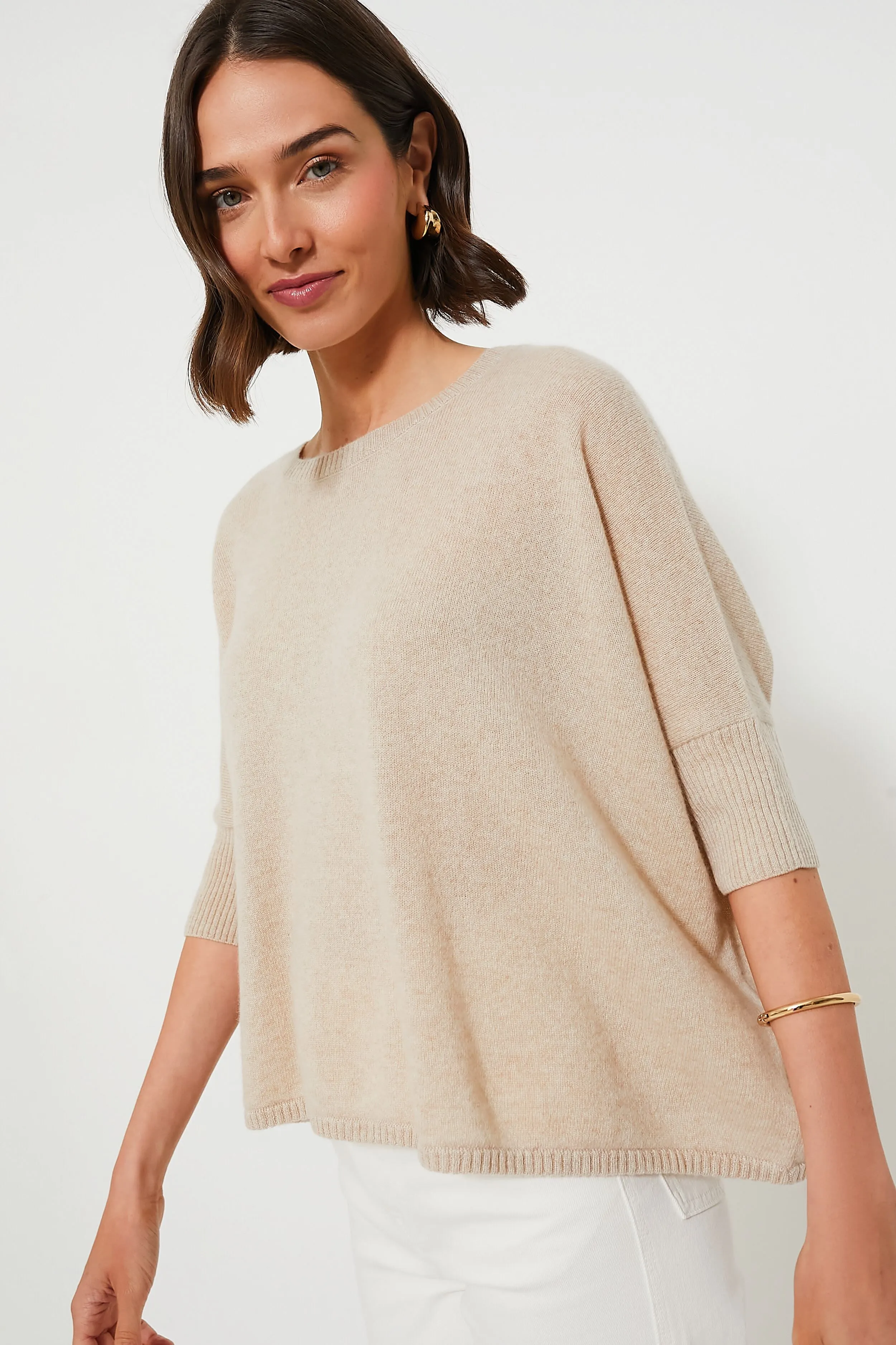 Sandstone Short Sleeve Cashmere Crewneck