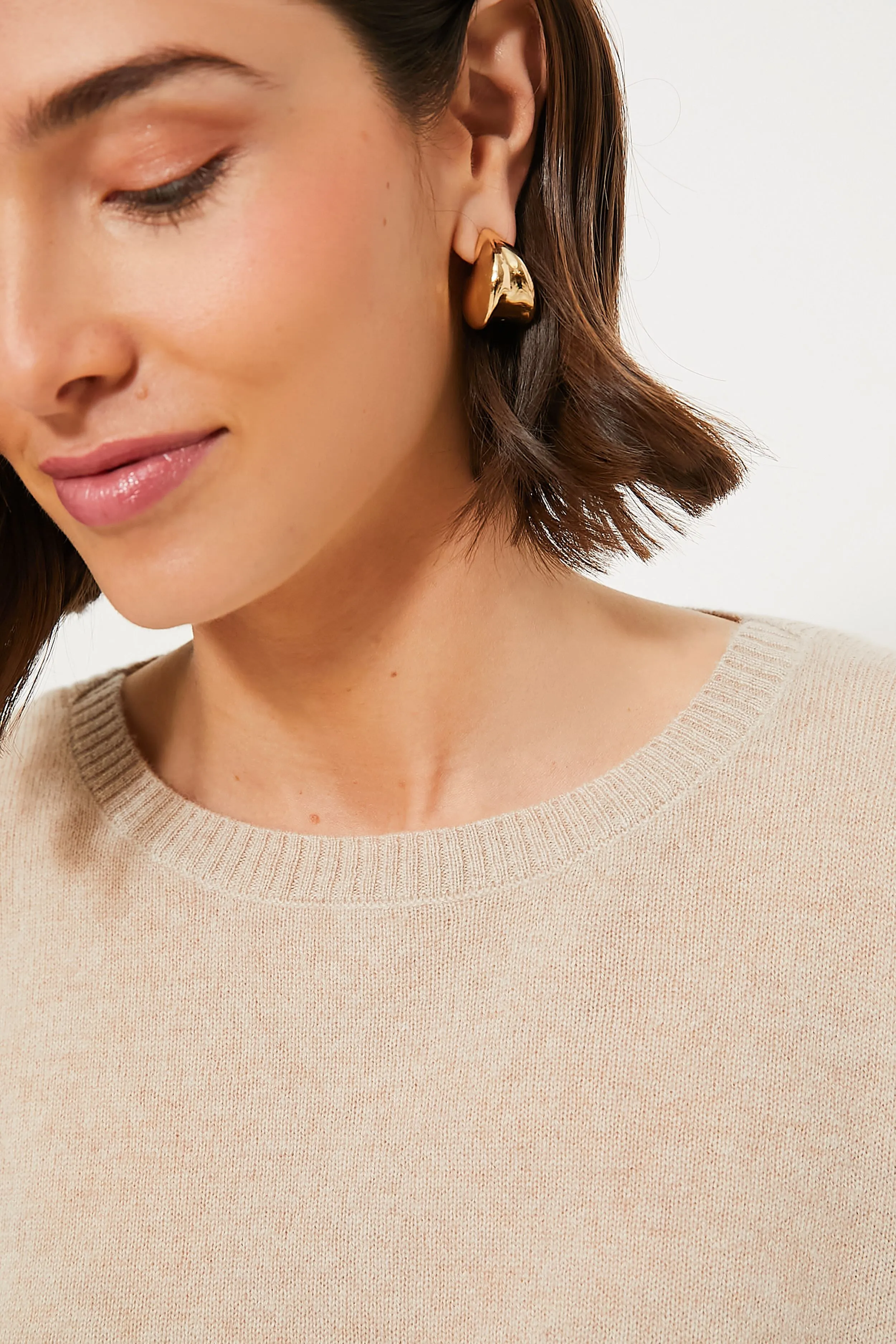 Sandstone Short Sleeve Cashmere Crewneck