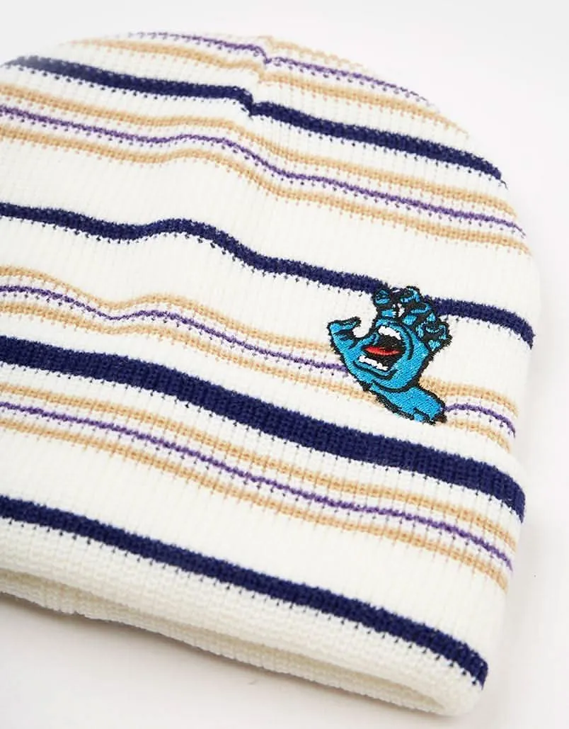 Santa Cruz Screaming Mini Hand Stripe Beanie - White Stripe