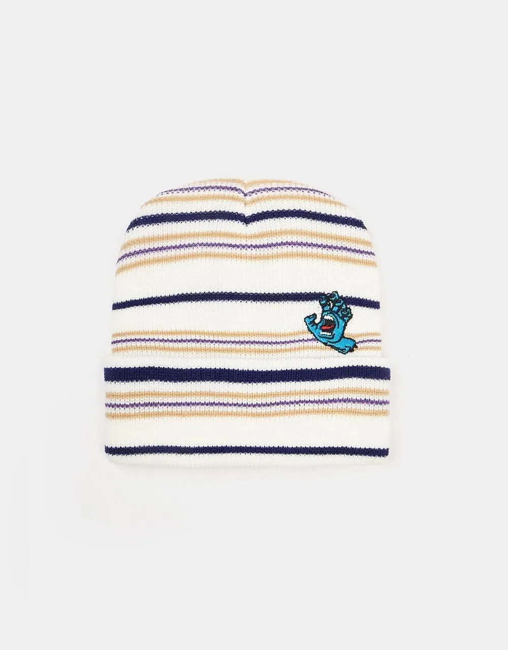 Santa Cruz Screaming Mini Hand Stripe Beanie - White Stripe