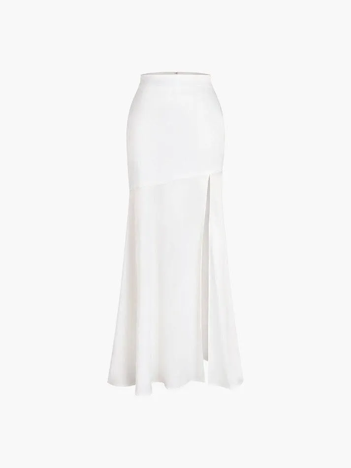 Satin Split Maxi Skirt