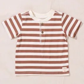 Scout Henley T-Shirt - Cocoa Stripe