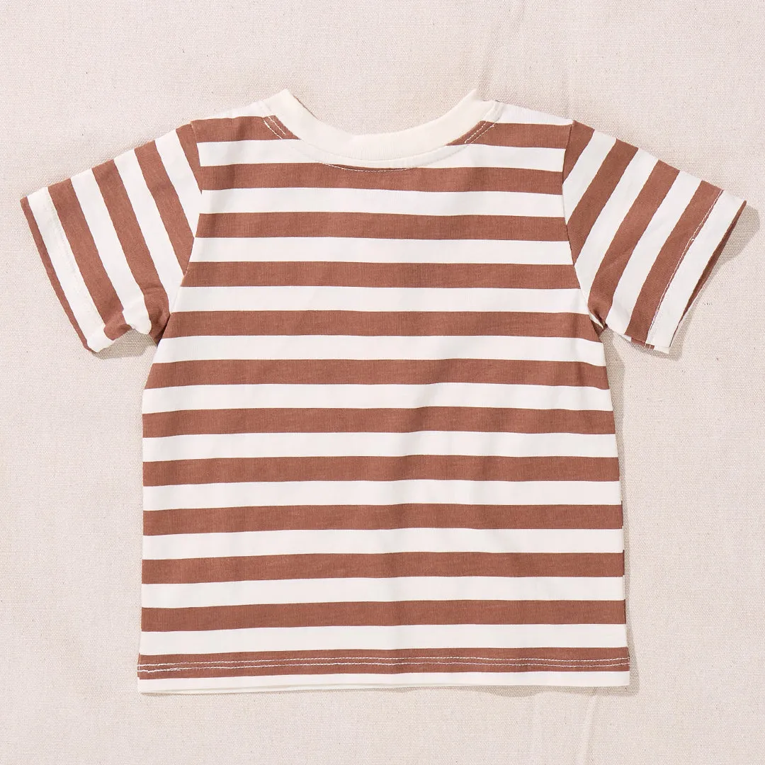 Scout Henley T-Shirt - Cocoa Stripe