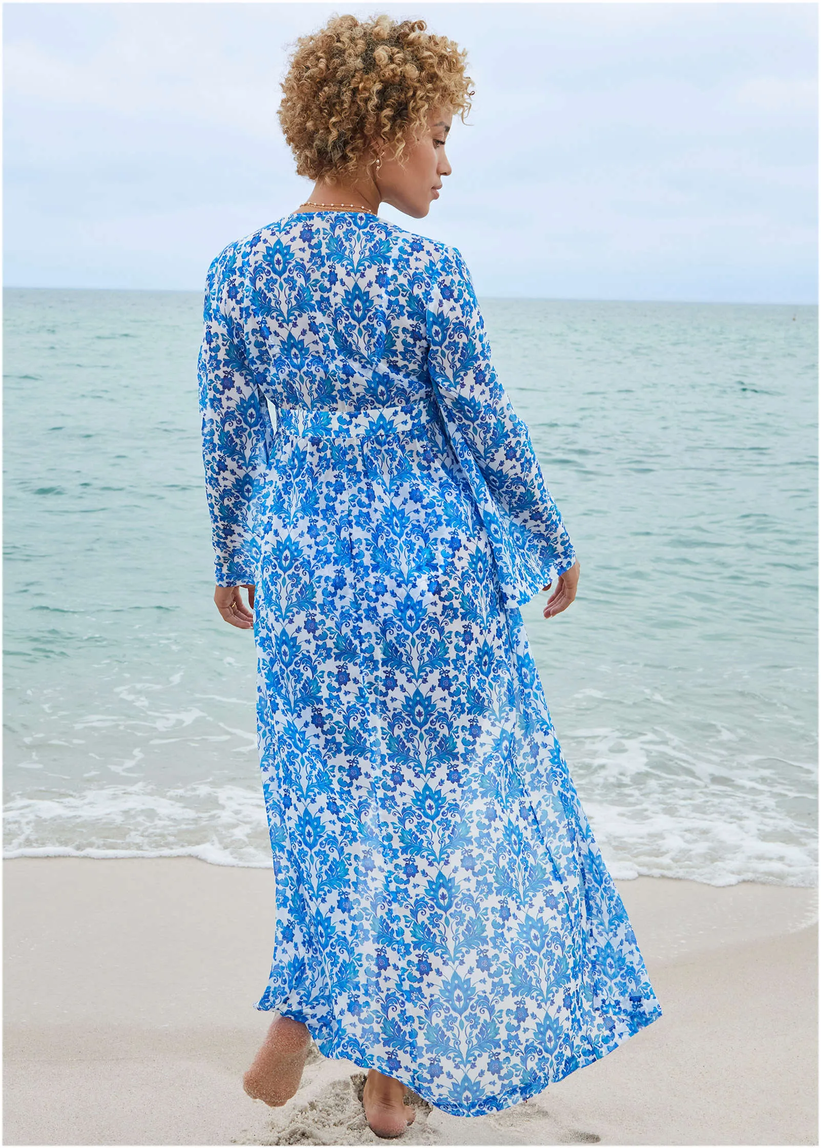 Sea Breeze Kimono Cover-Up - Delicate Floral