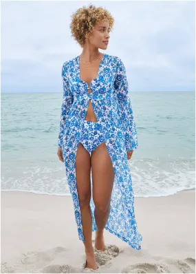Sea Breeze Kimono Cover-Up - Delicate Floral
