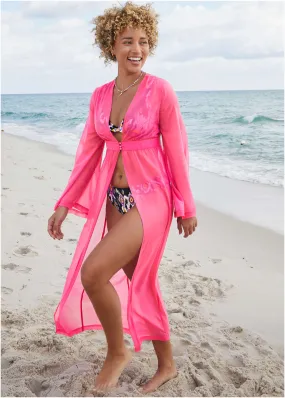 Sea Breeze Kimono Cover-Up - Fuchsia