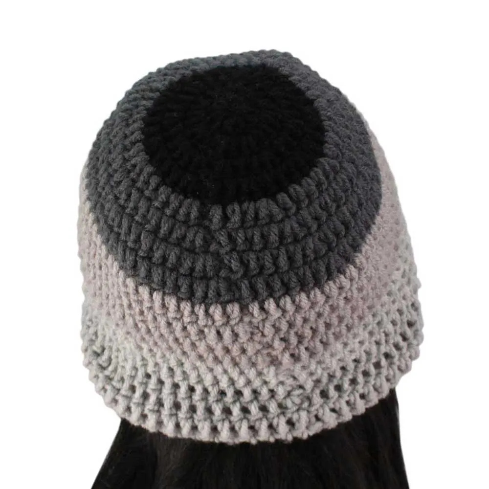Shades of Gray Crochet Beanie Hat Medium/Large - JMCH32ML