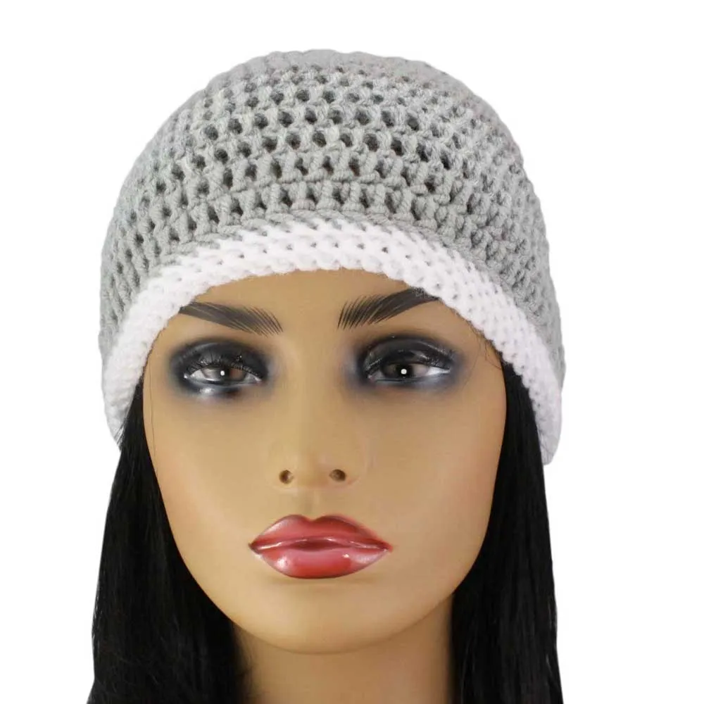 Shades of Gray Crochet Beanie Hat Medium/Large - JMCH32ML