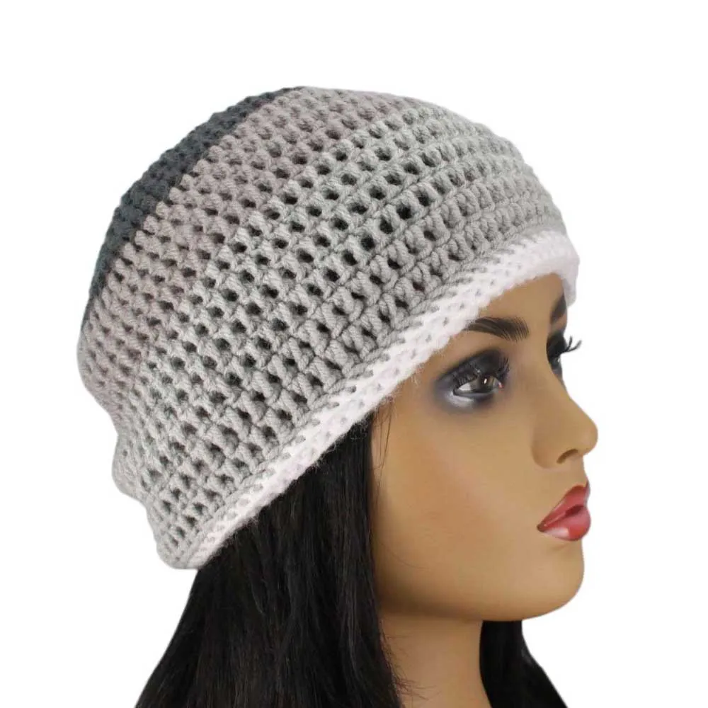 Shades of Gray Crochet Beanie Hat Medium/Large - JMCH32ML