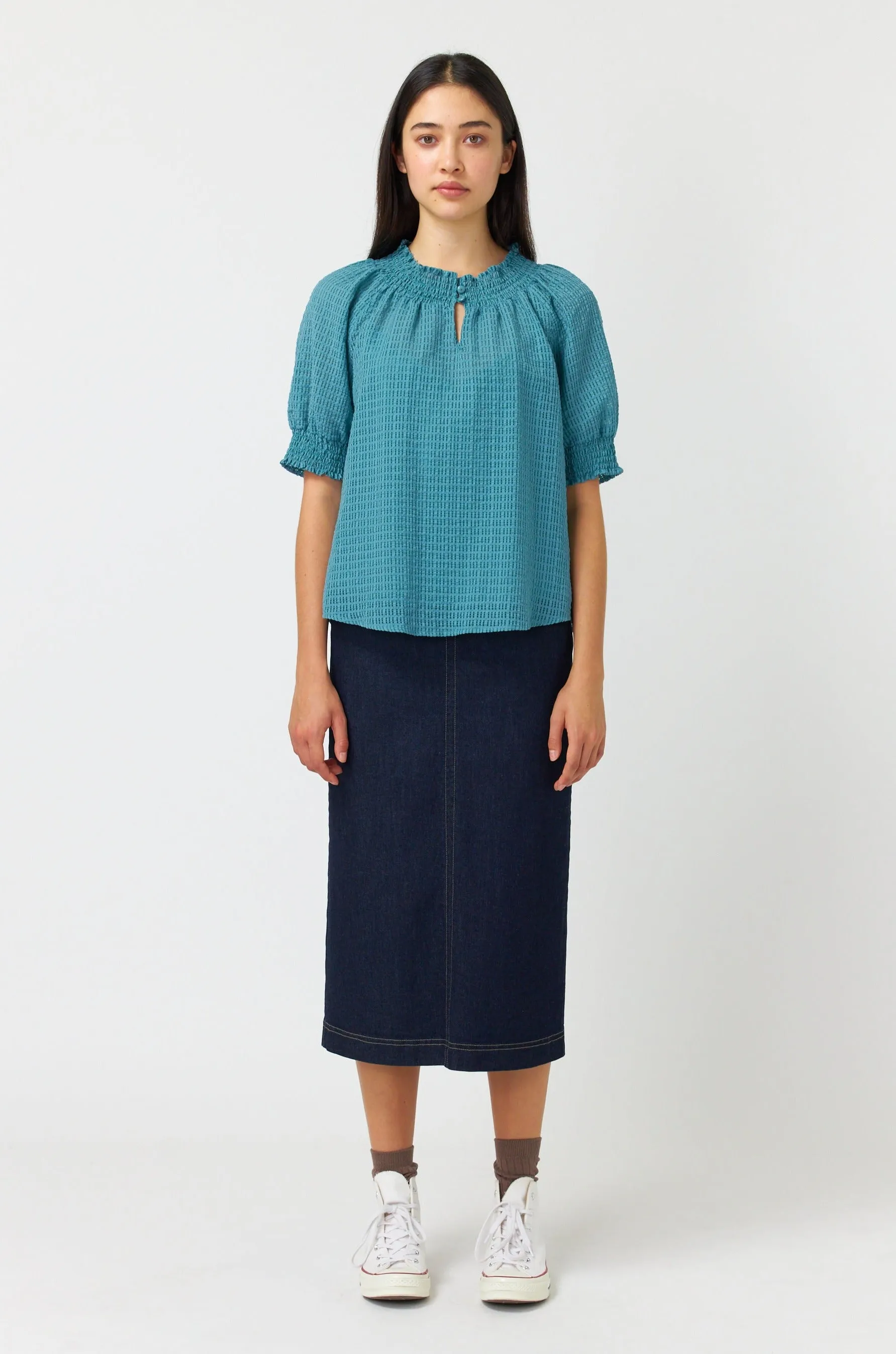 Sheer check top