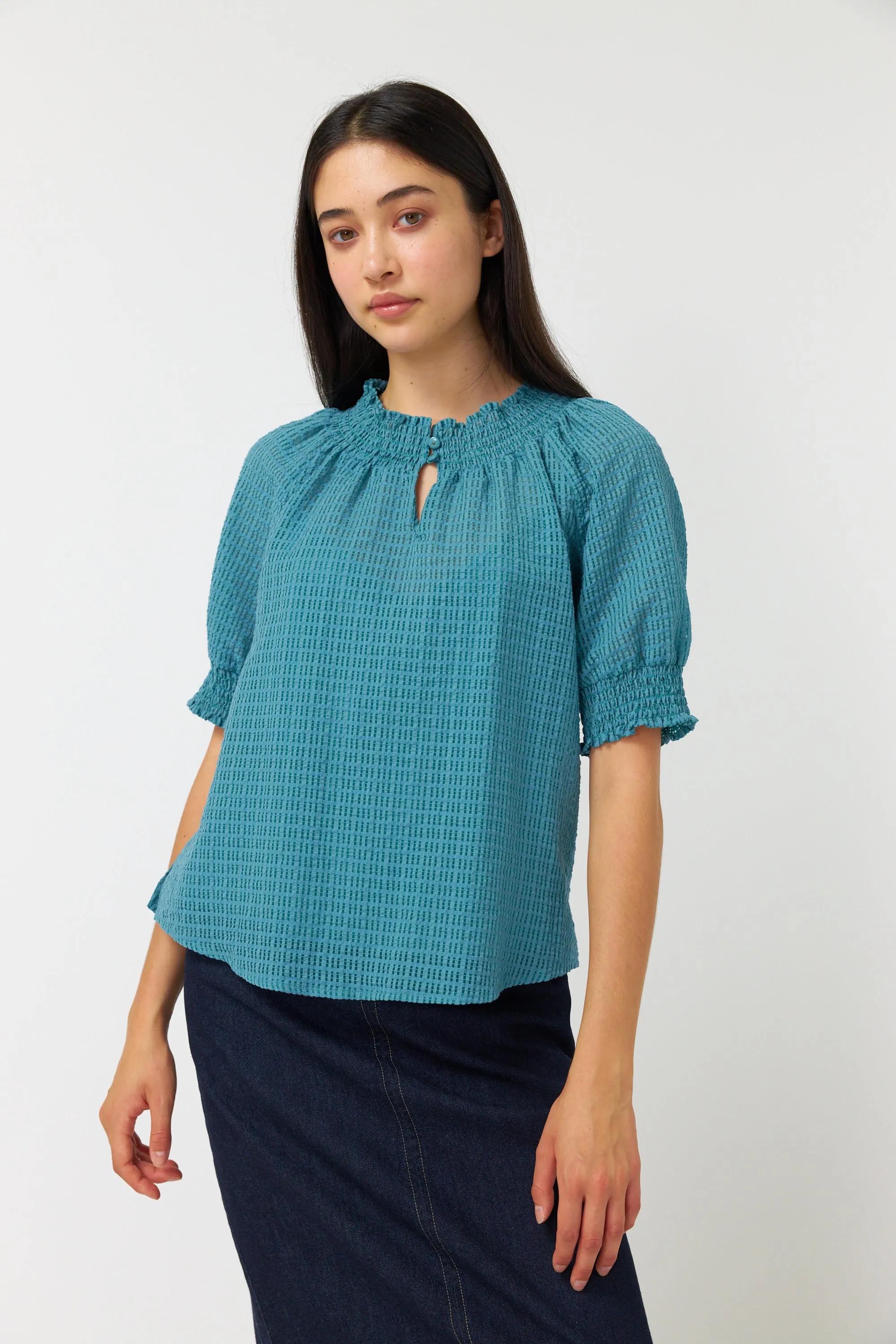 Sheer check top