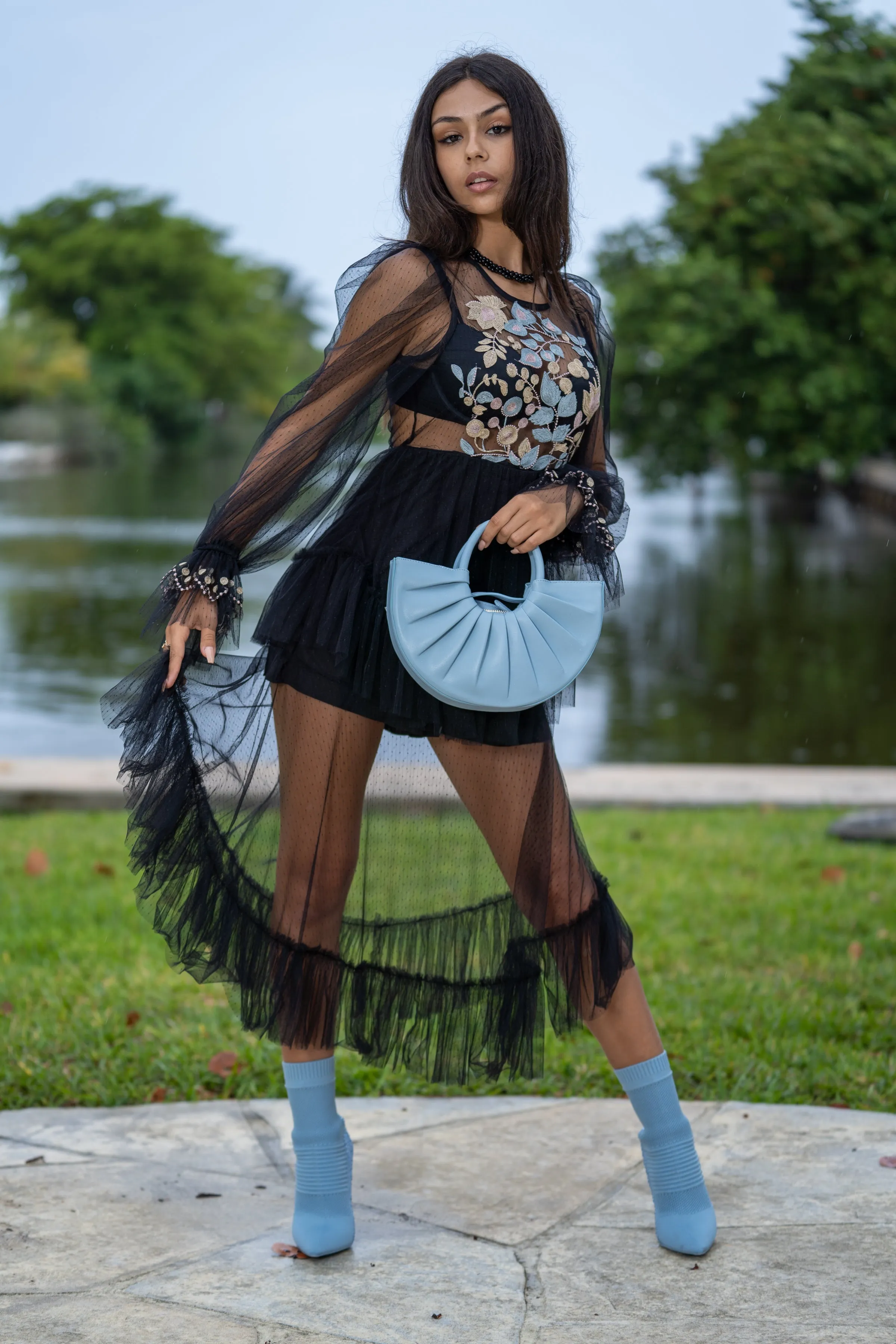 Sheer Embroidery Dress
