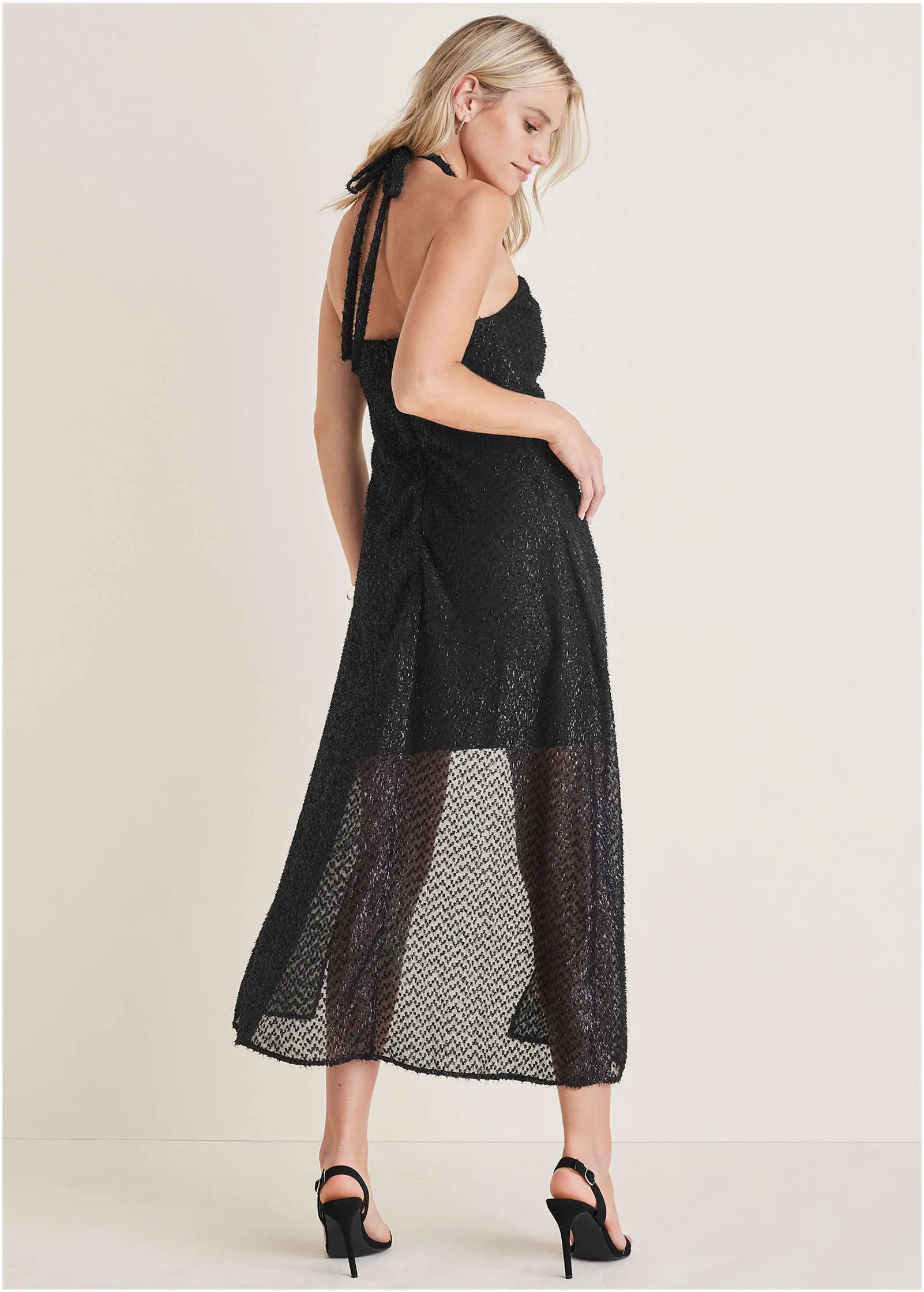 Sheer High-Low Dress - Black