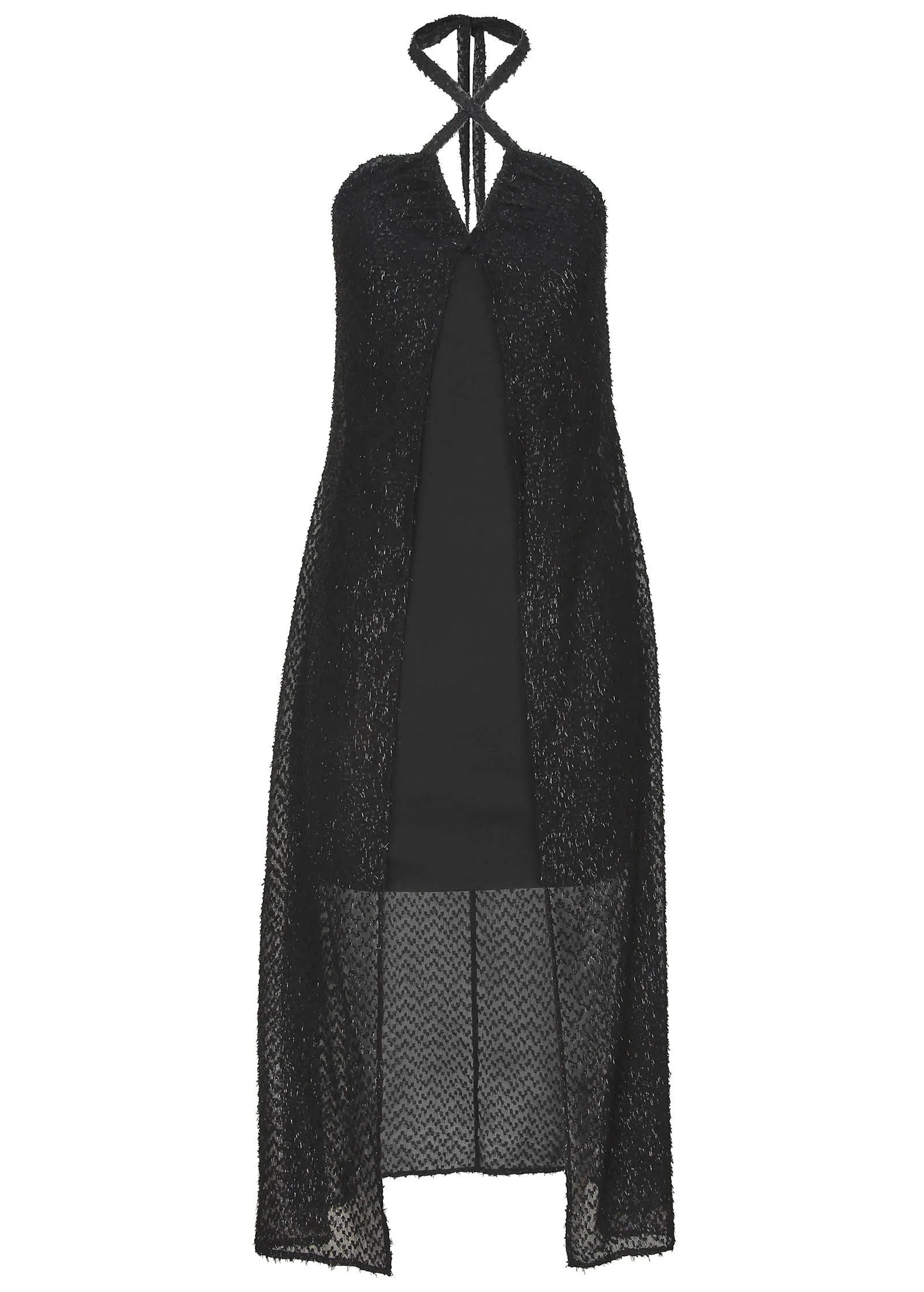Sheer High-Low Dress - Black