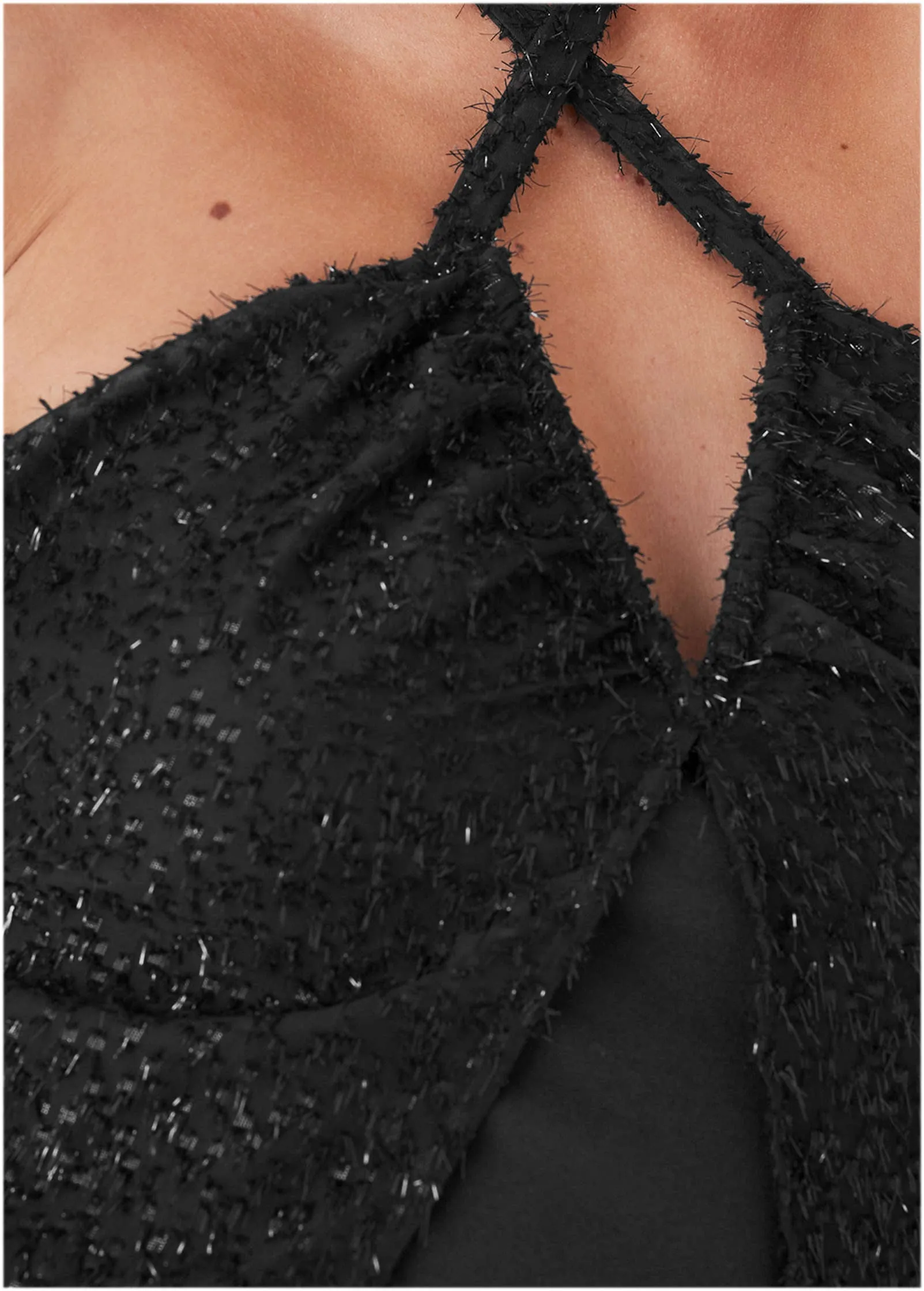 Sheer High-Low Dress - Black