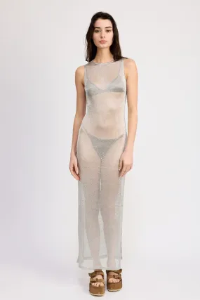 SHEER MAXI DRESS WITH SIDE SLIT