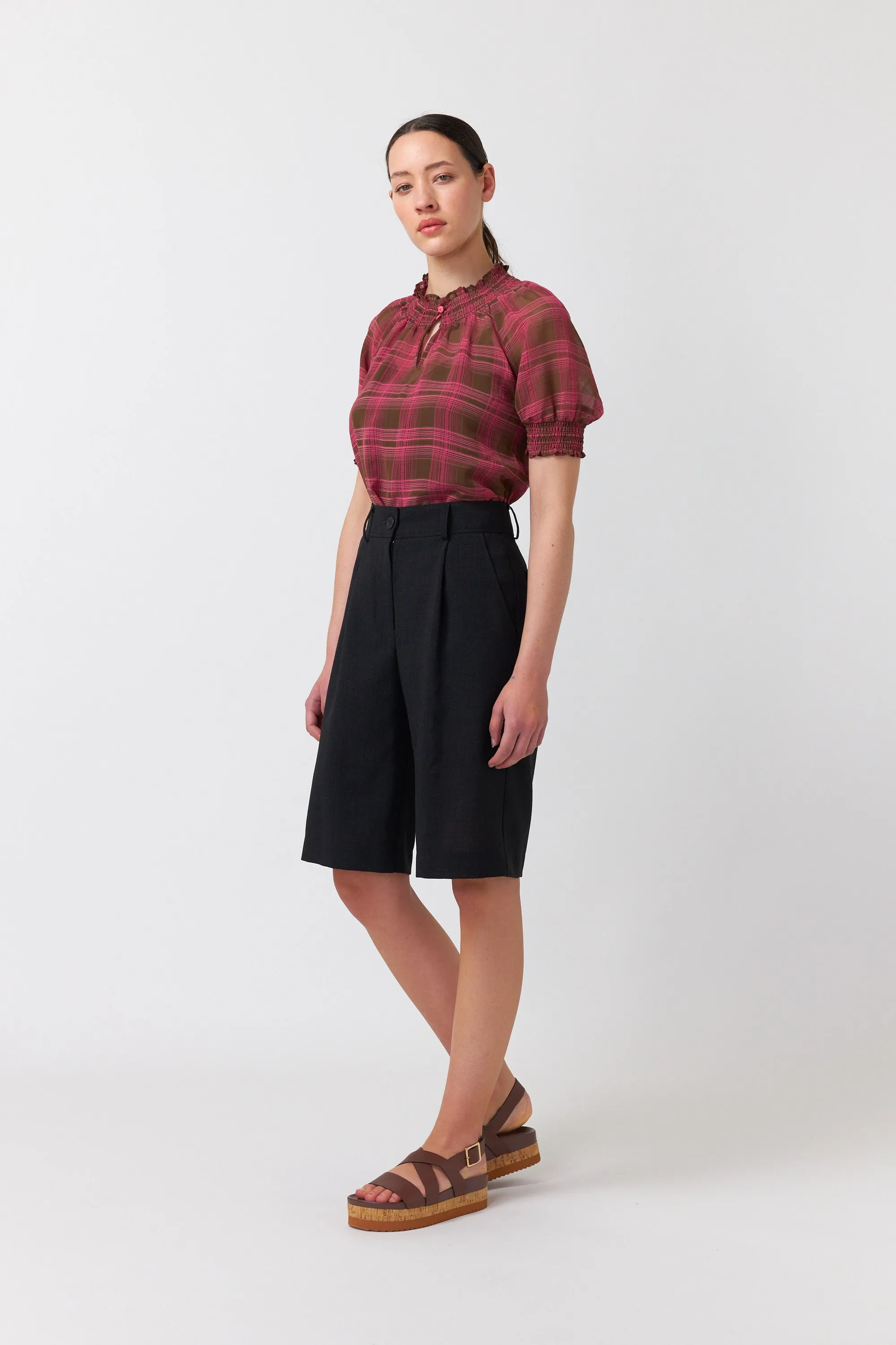 Sheer plaid top