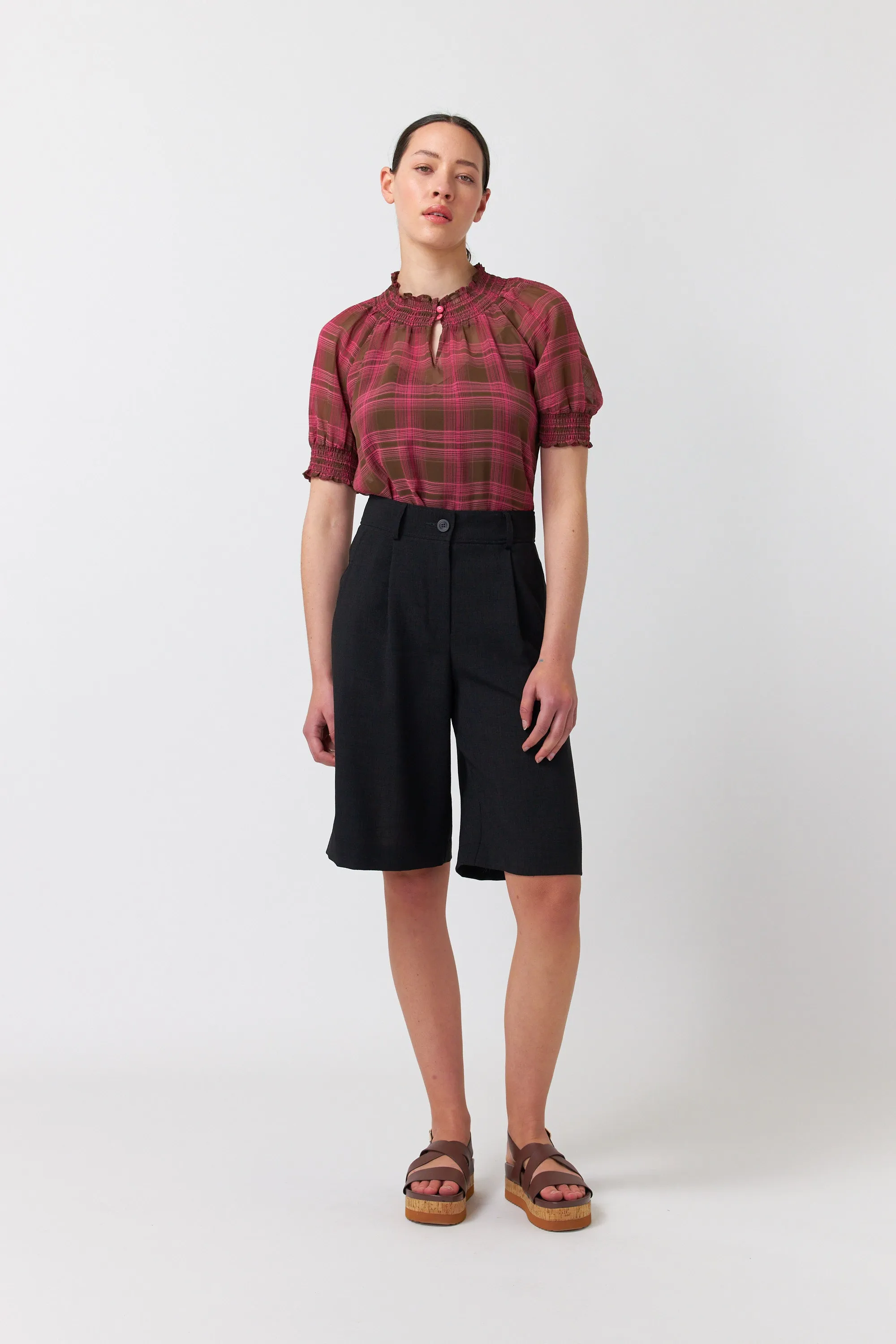 Sheer plaid top