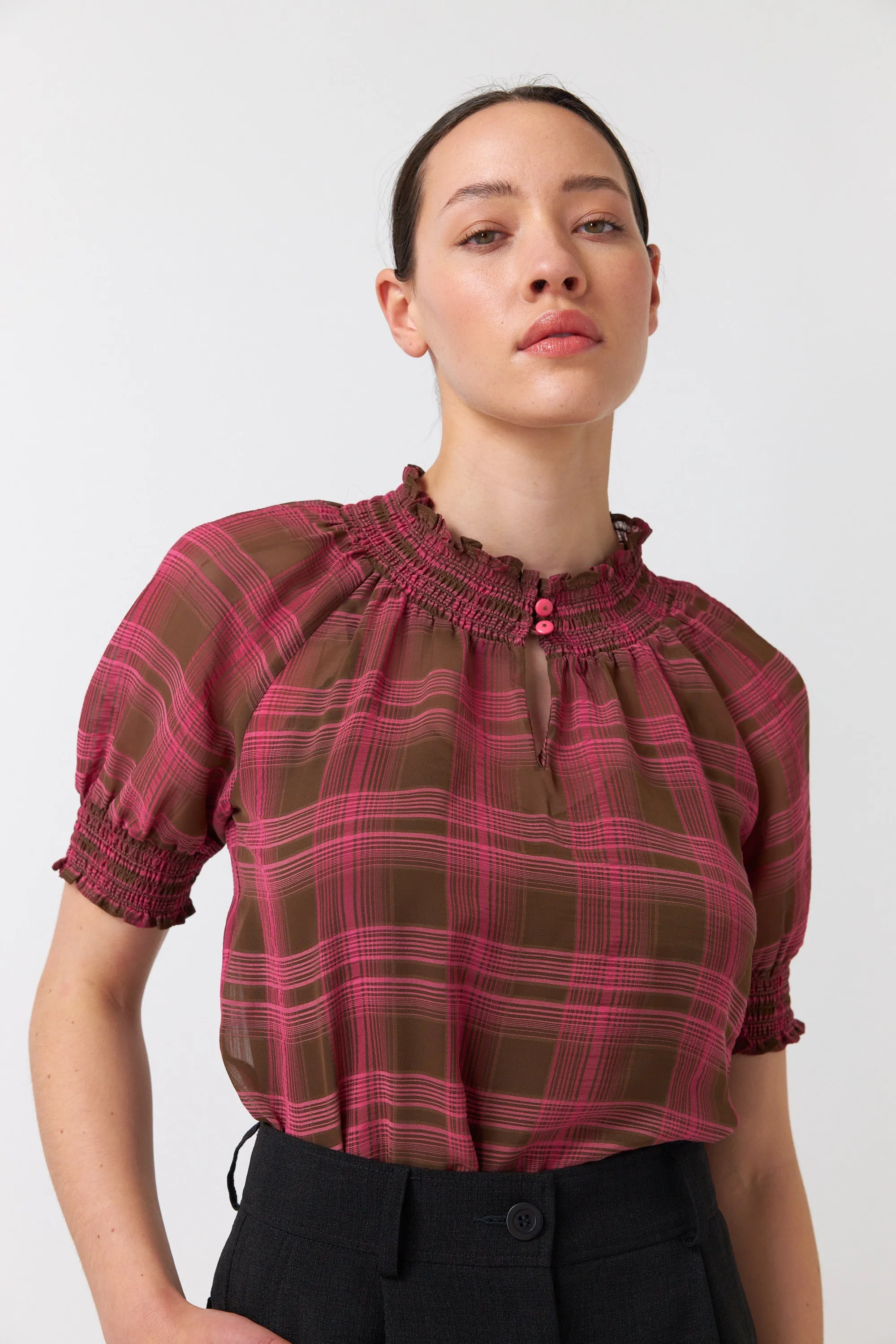 Sheer plaid top