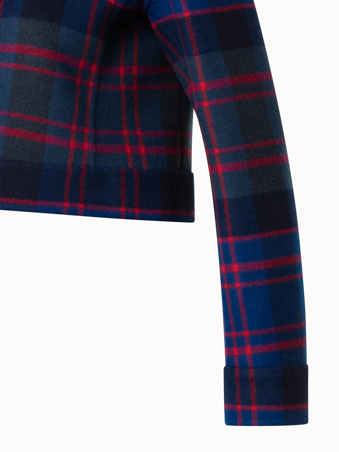 Short Glen Check Jacket in Wool Cashmere Double-Face