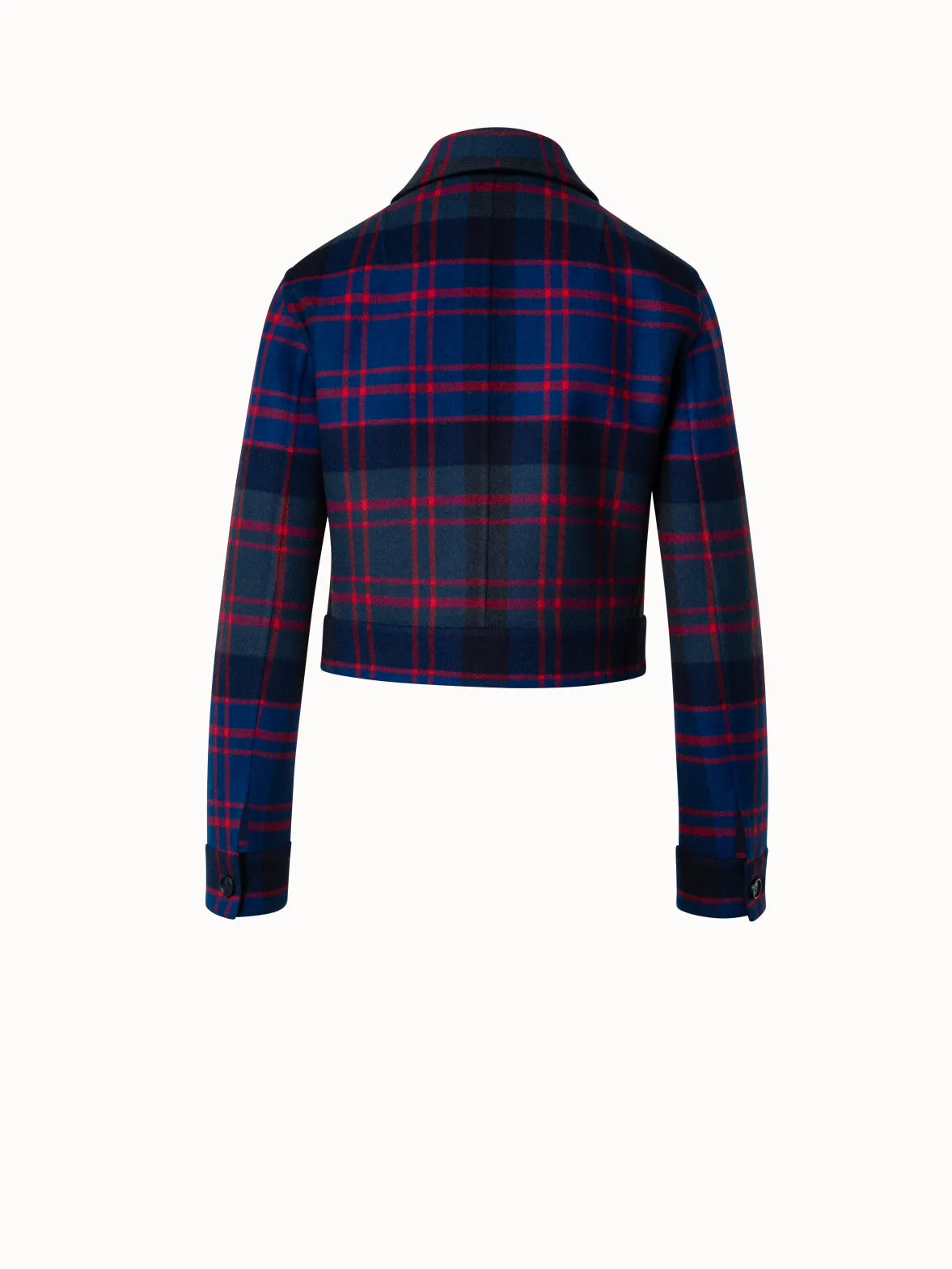 Short Glen Check Jacket in Wool Cashmere Double-Face