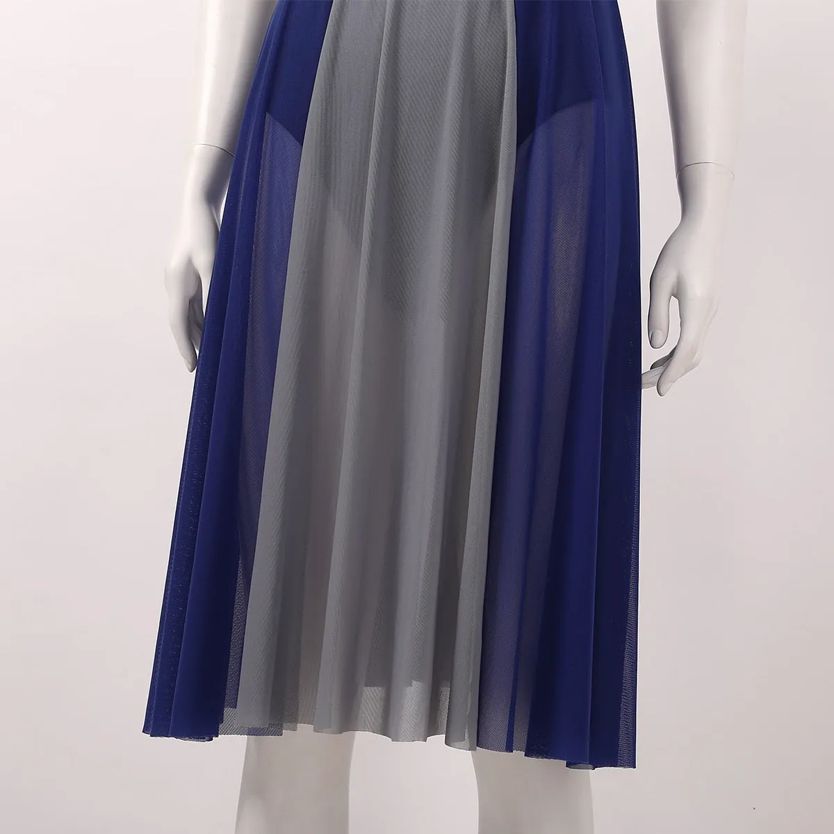 Sleeveless Color Block Ballet Modern Contemporary Lyrical Dance Dress Asymmetrical Chiffon Leotard