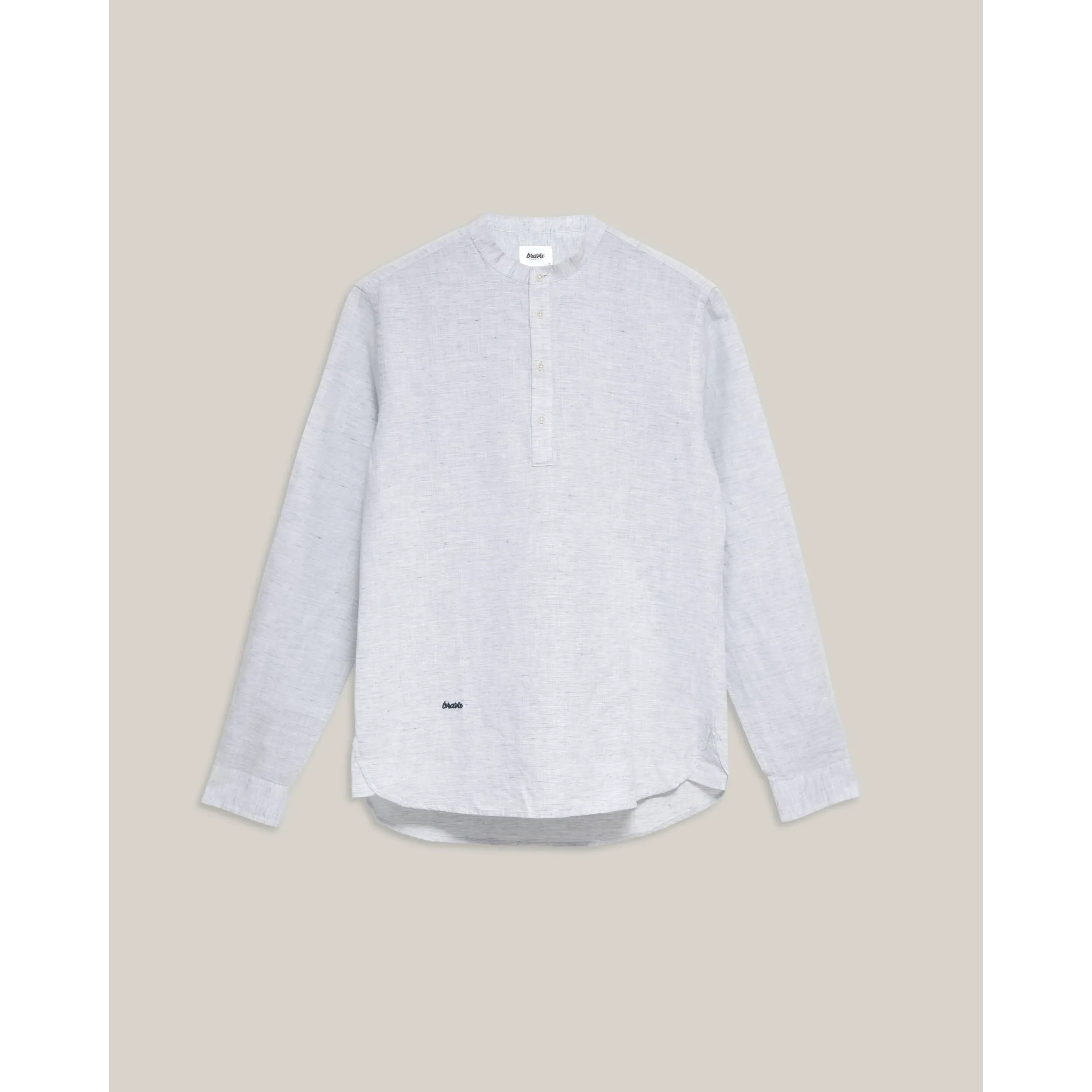 Slub Henley Shirt Blue Made Of Organic Cotton And Linen