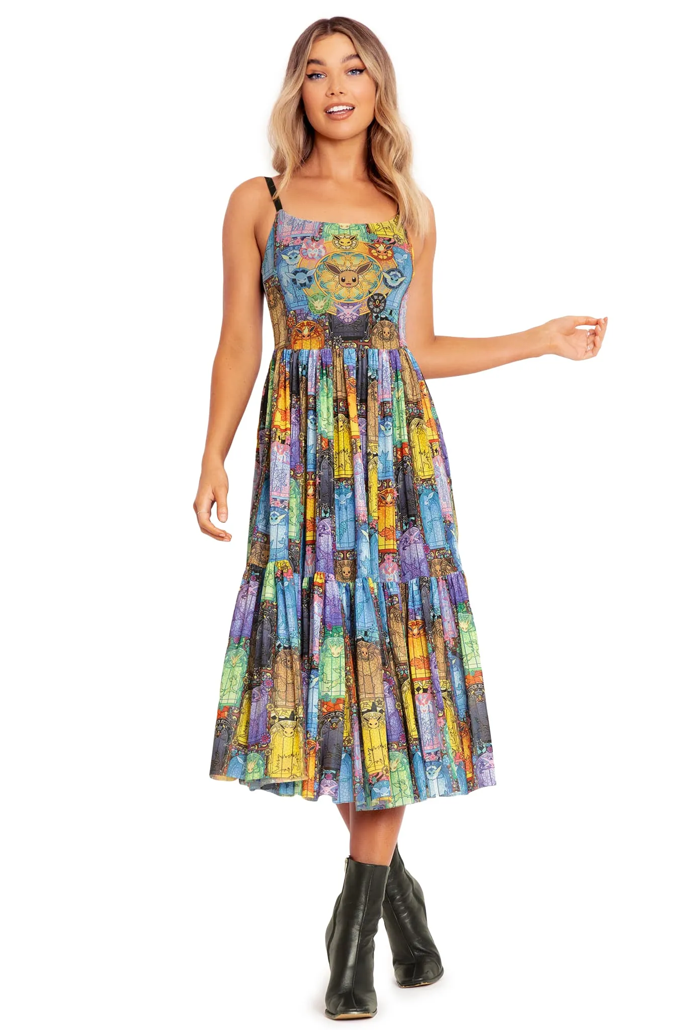 Stained Glass Eevee Scoop Sheer Midaxi Dress