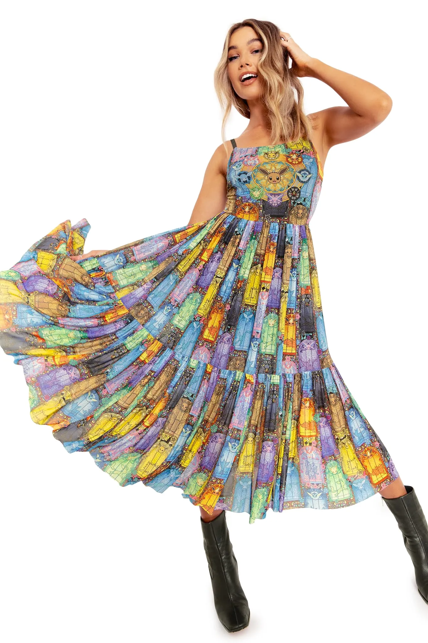 Stained Glass Eevee Scoop Sheer Midaxi Dress