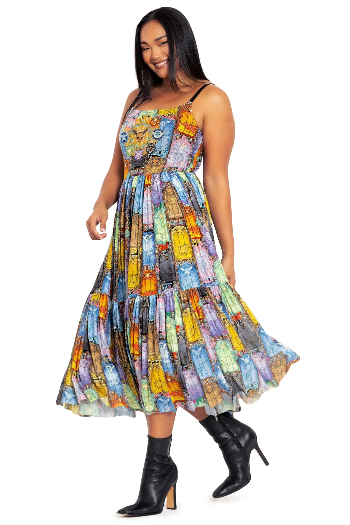 Stained Glass Eevee Scoop Sheer Midaxi Dress