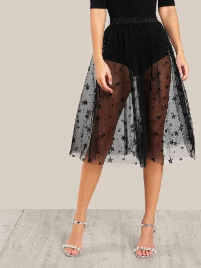 Star sheer couture mesh skirt