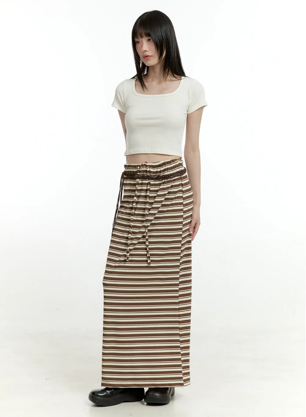 Stripe Banded Maxi Skirt CL426