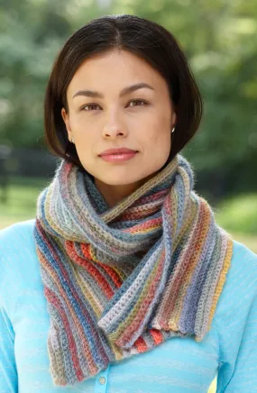Striped Ribs Scarf Pattern (Crochet)