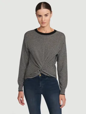 Sustainable Cashmere Twist Front Sweater -- Noir Multi