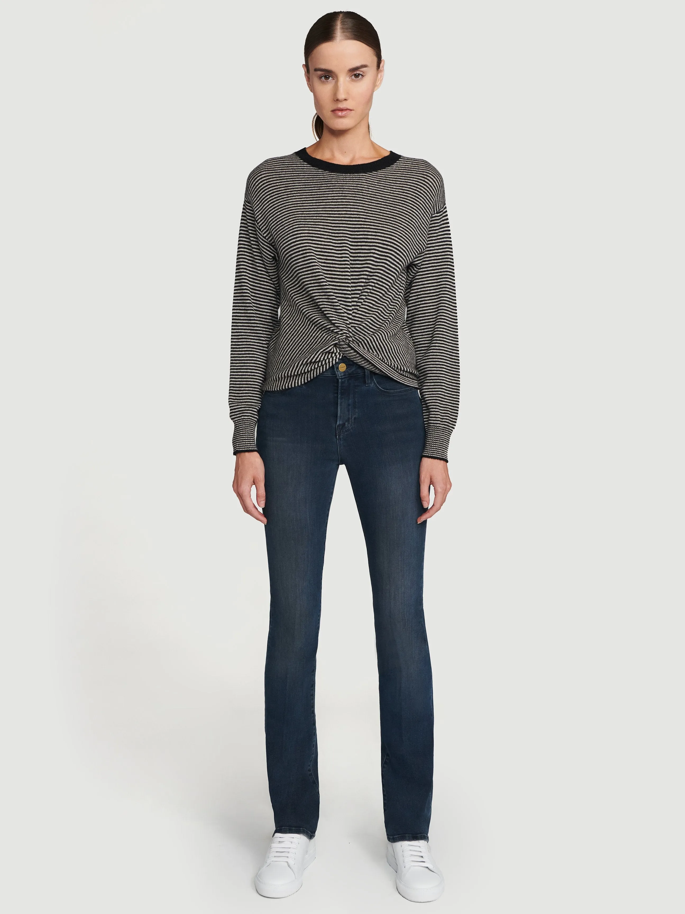 Sustainable Cashmere Twist Front Sweater -- Noir Multi