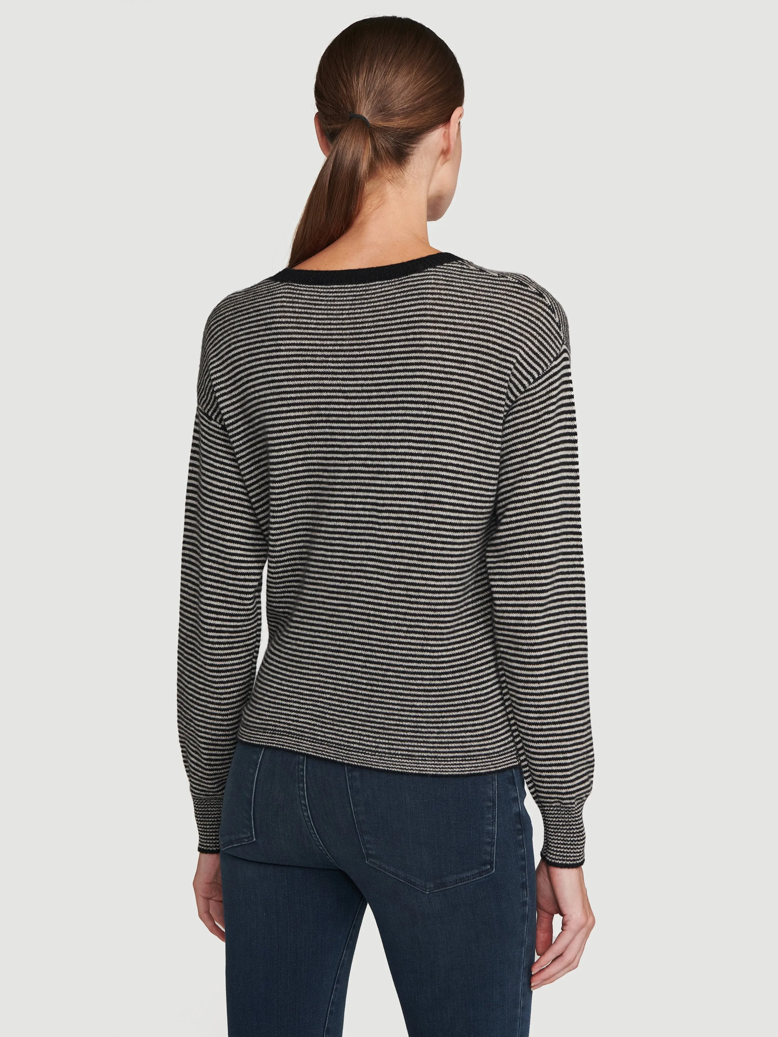 Sustainable Cashmere Twist Front Sweater -- Noir Multi