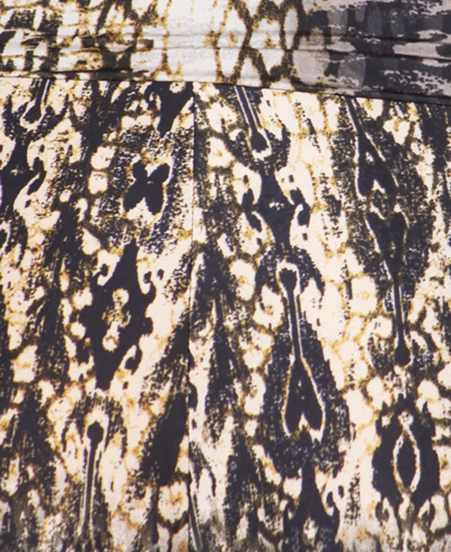 Tan Taupe Brown Black Python Snake Skin Palazzo Pants