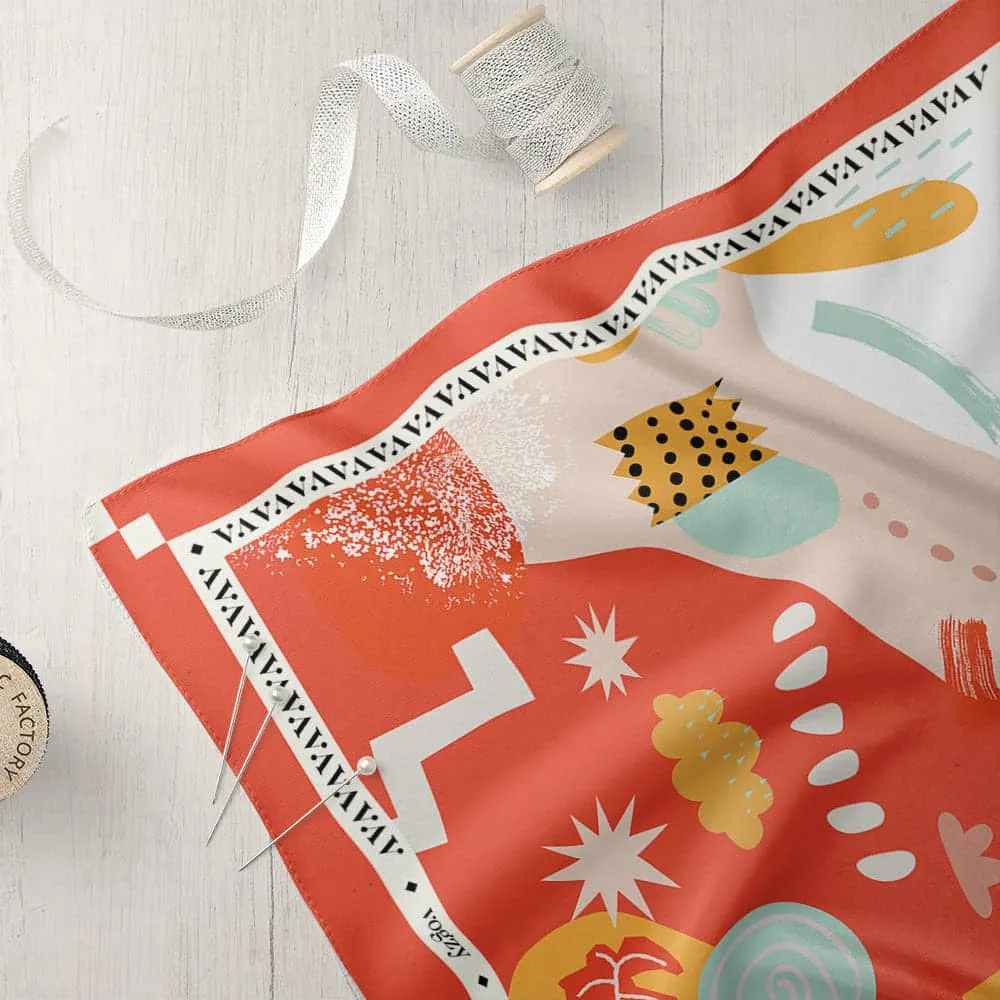 Tangerine Abstract Print Ultra Muslin Scarf
