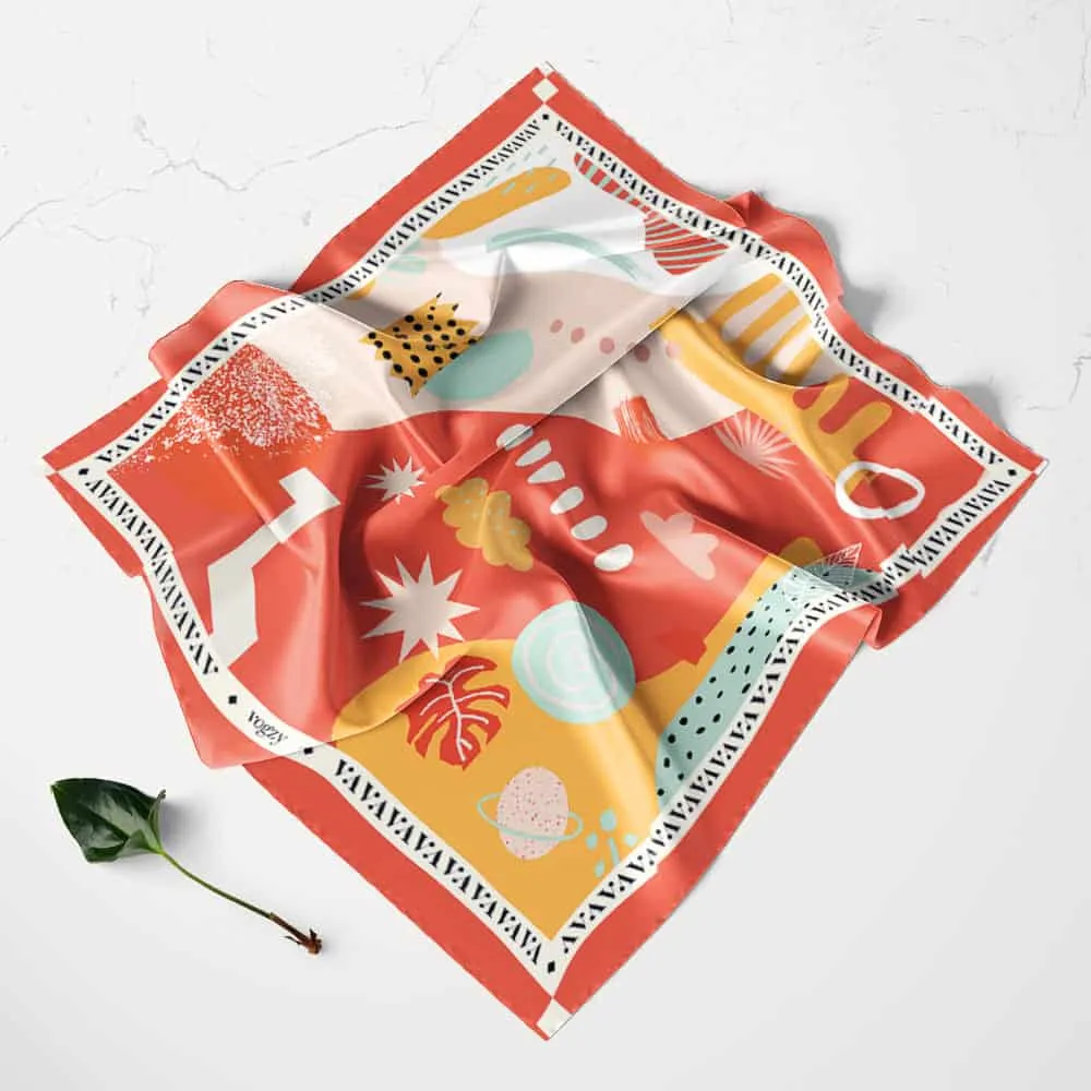 Tangerine Abstract Print Ultra Muslin Scarf