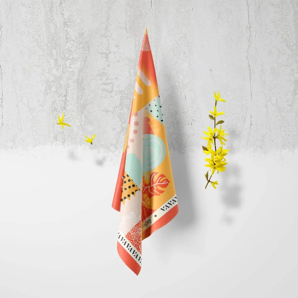 Tangerine Abstract Print Ultra Muslin Scarf