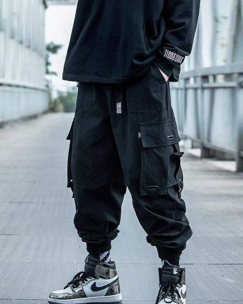Techwear Street Style Cargo Black Pants