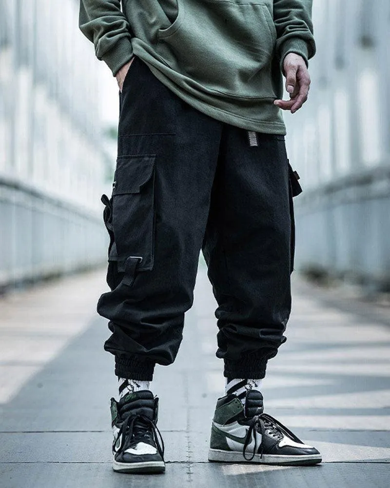Techwear Street Style Cargo Black Pants