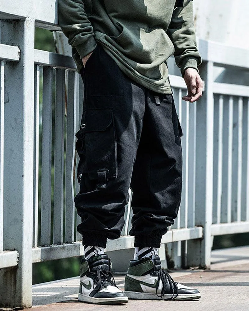 Techwear Street Style Cargo Black Pants